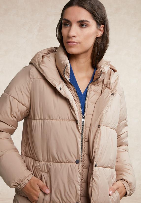 River Woods Gewatteerde Jas Met Kap Beige