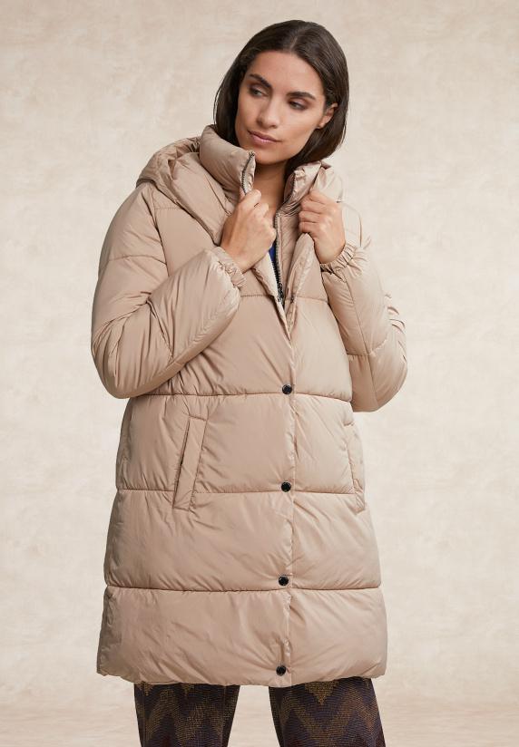 River Woods Gewatteerde Jas Met Kap Beige