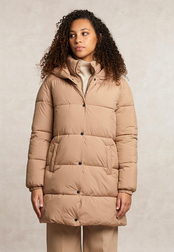 River Woods Gewatteerde Jas Met Kap Camel