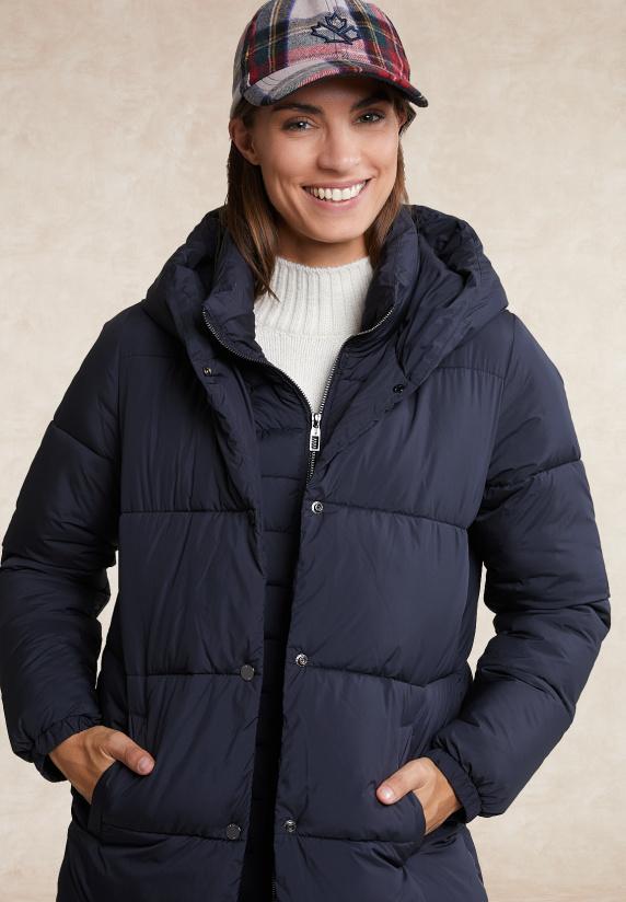 River Woods Gewatteerde Jas Met Kap Navy