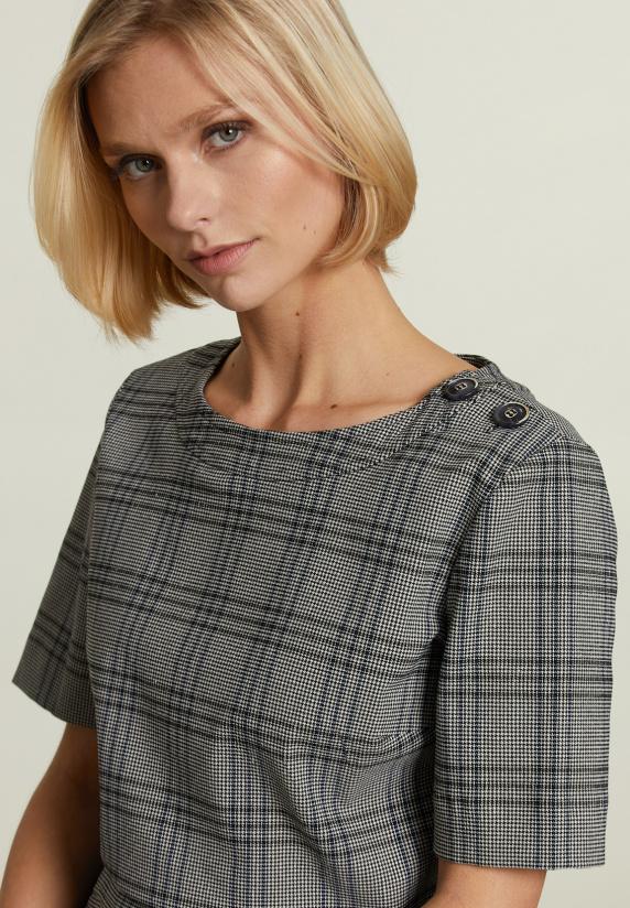 River Woods Grijze Korte Jurk Opgestikte Zakken