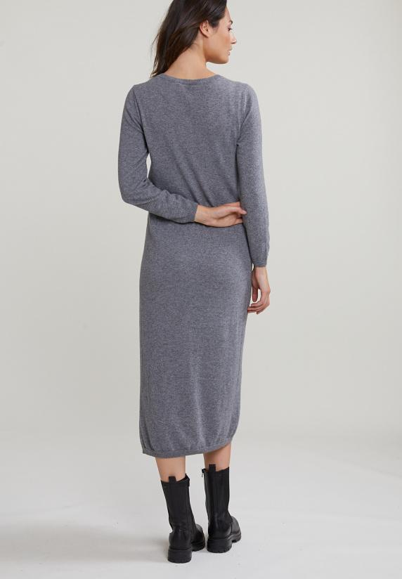 River Woods Grijze Lange Jurk Met Riem