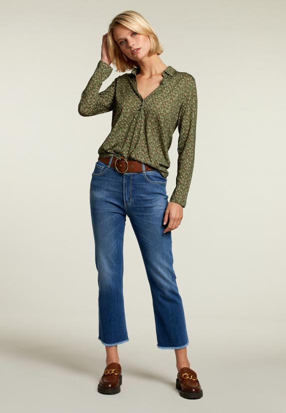 River Woods Groen/blauwe V-hals T-shirt