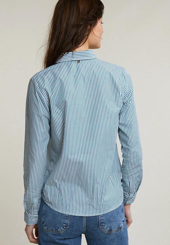 River Woods Groen/wit Katoenen Gestreepte Blouse