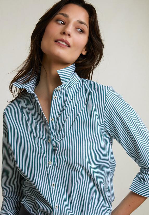 River Woods Groen/wit Katoenen Gestreepte Blouse