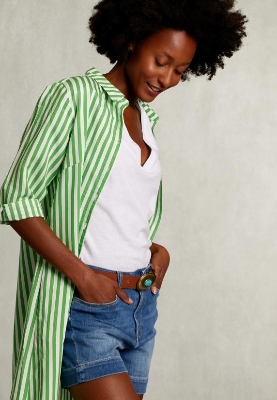 River Woods Groen/wit Lange Gestreepte Jurk