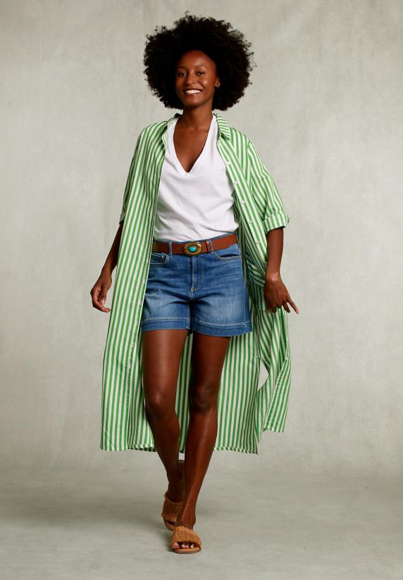 River Woods Groen/wit Lange Gestreepte Jurk