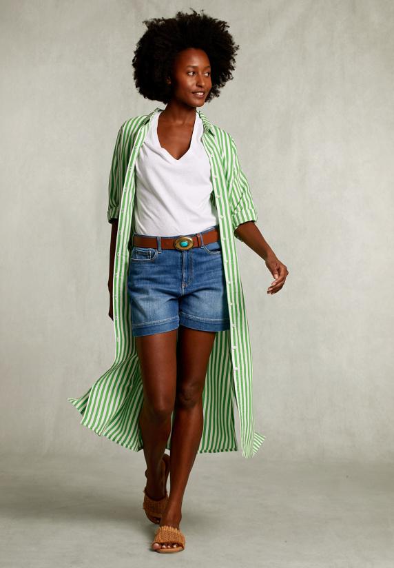 River Woods Groen/wit Lange Gestreepte Jurk