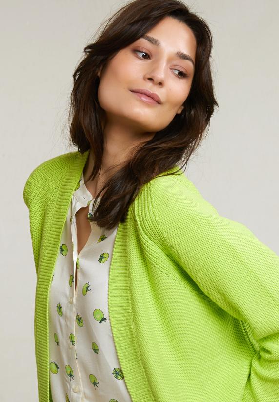 River Woods Groene Basic Cardigan Lange Mouwen