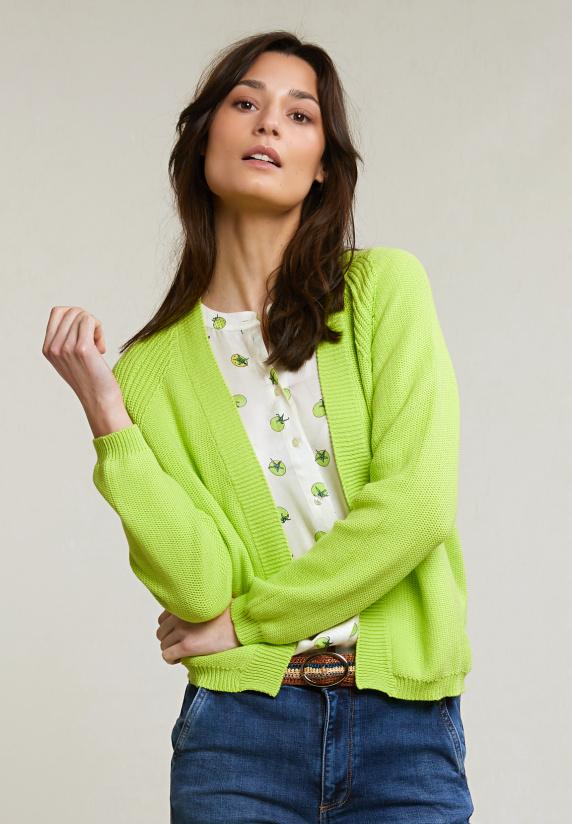 River Woods Groene Basic Cardigan Lange Mouwen