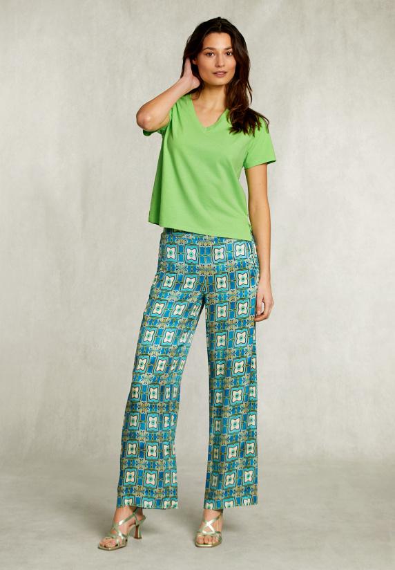 River Woods Groene Basic V-hals T-shirt