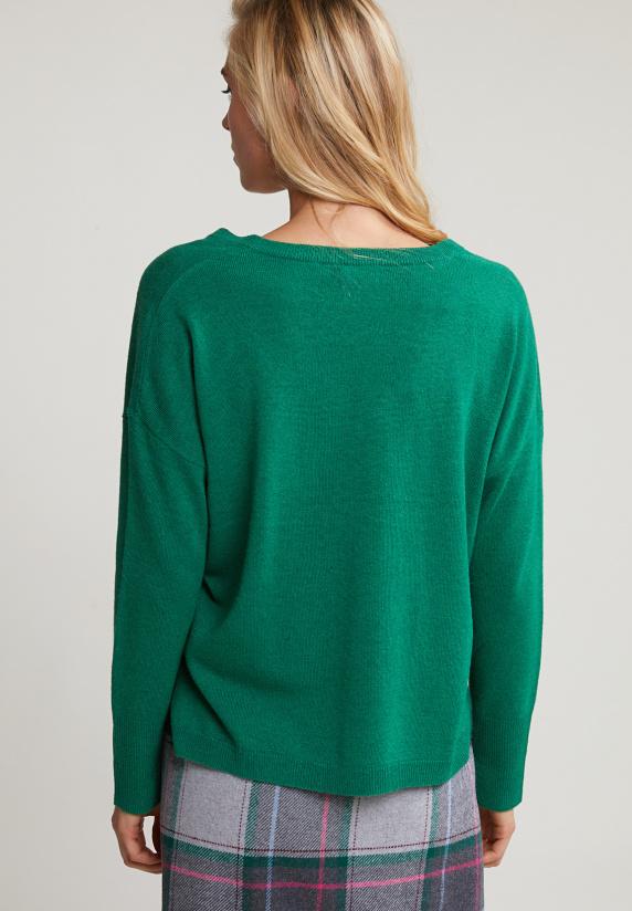 River Woods Groene Basic V-hals Trui Lange Mouwen