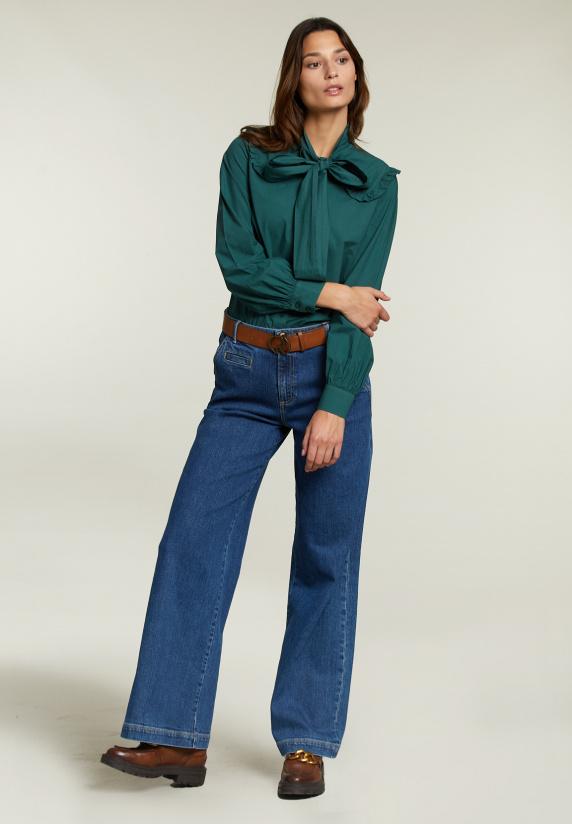 River Woods Groene Blouse Met Strik