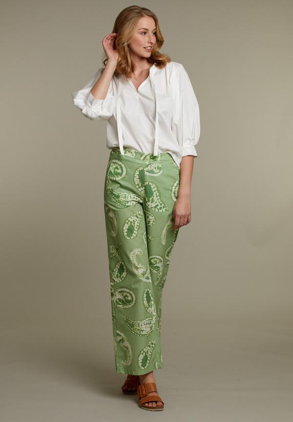 River Woods Groene Broek In Paisley Print