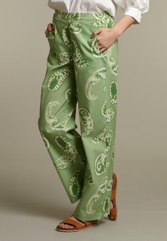 river woods Groene broek in paisley print