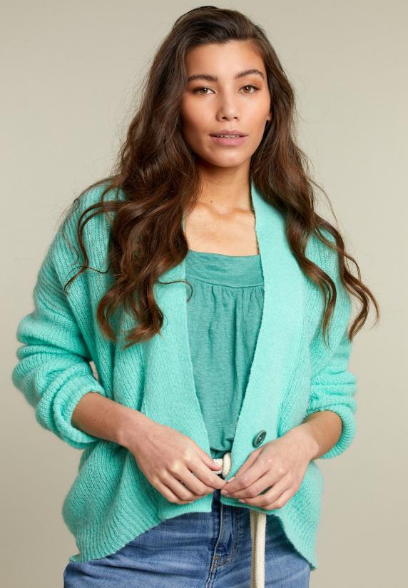 river woods Groene cardigan met V-hals