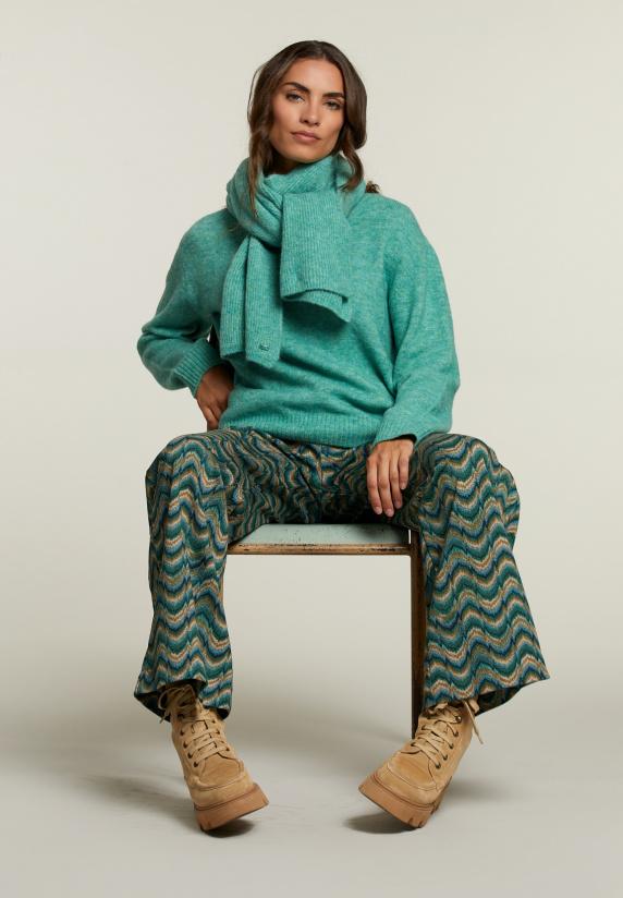 River Woods Groene Effen Trui Ronde Hals