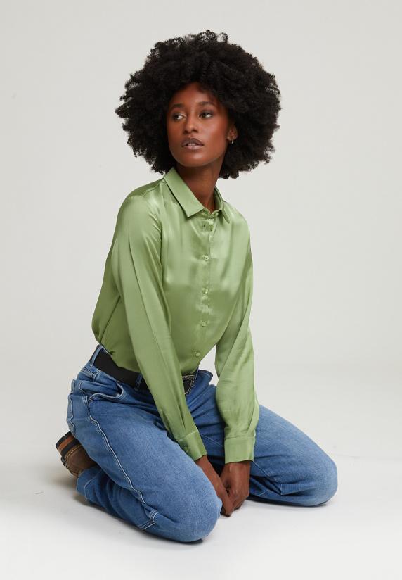 River Woods Groene Klassieke Blouse