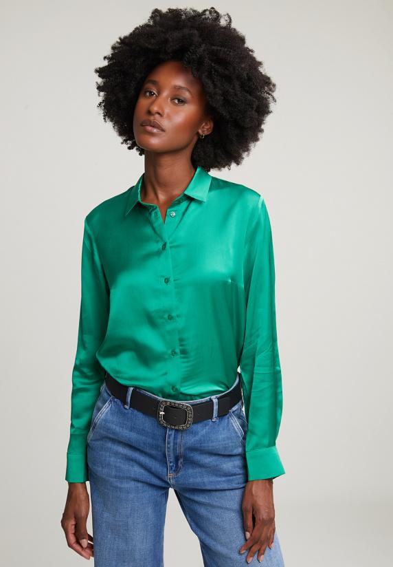river woods Groene klassieke blouse