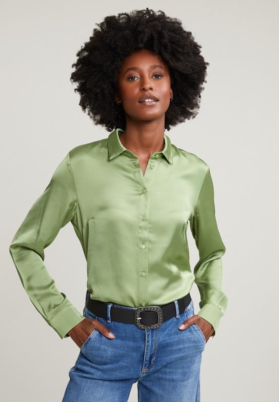 river woods Groene klassieke blouse