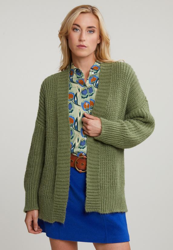 River Woods Groene Korte V-hals Cardigan