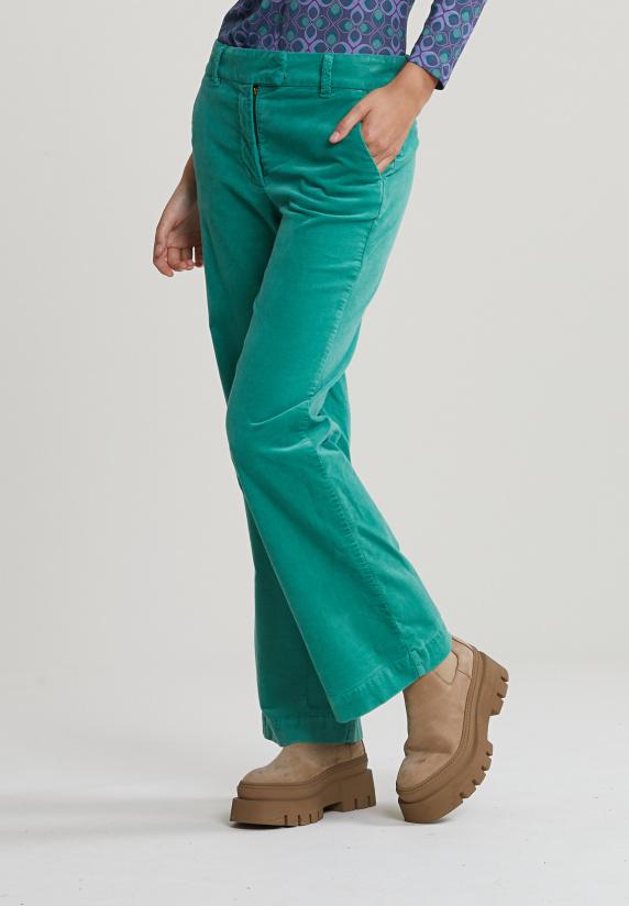 River Woods Groene Lange Fluwelen Broek