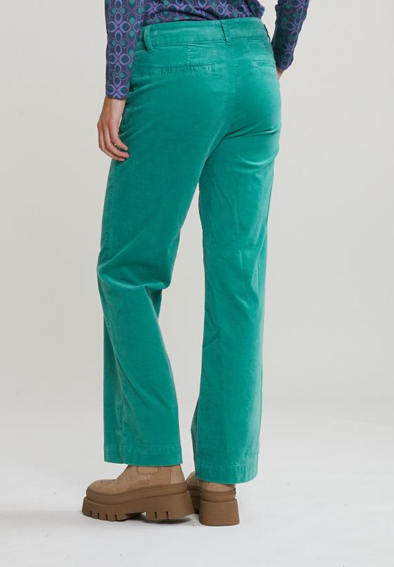 River Woods Groene Lange Fluwelen Broek