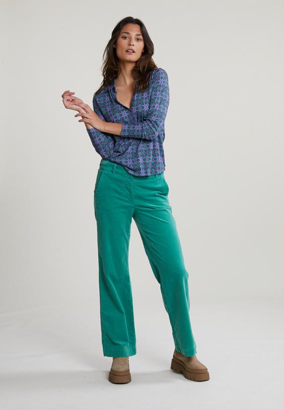 river woods Groene lange fluwelen broek