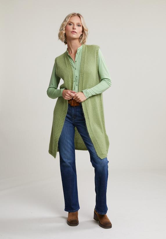 River Woods Groene Mouwloze V-hals Cardigan