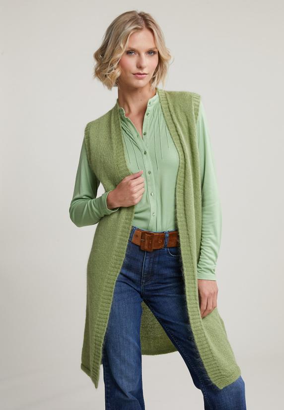 river woods Groene mouwloze V-hals cardigan