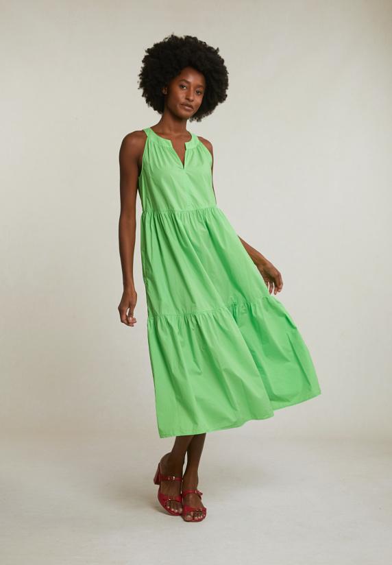 River Woods Groene Mouwloze V-hals Jurk