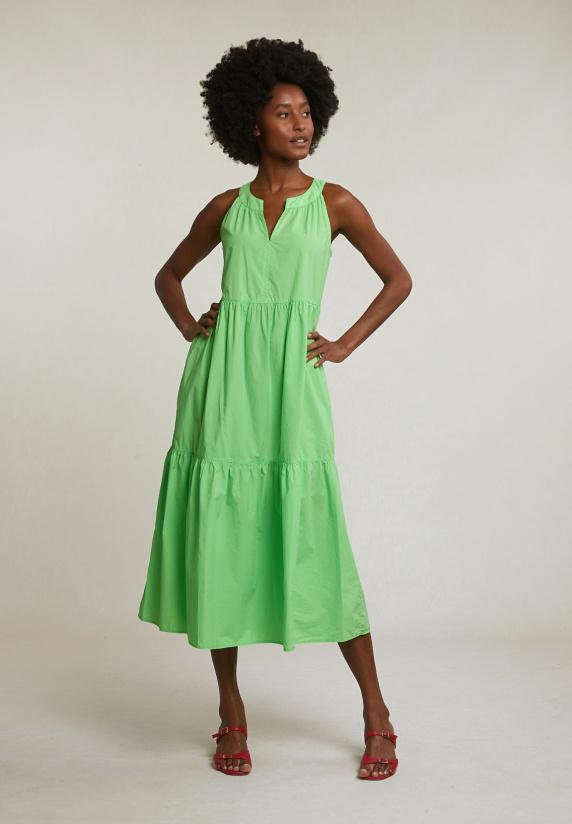 river woods Groene mouwloze V-hals jurk