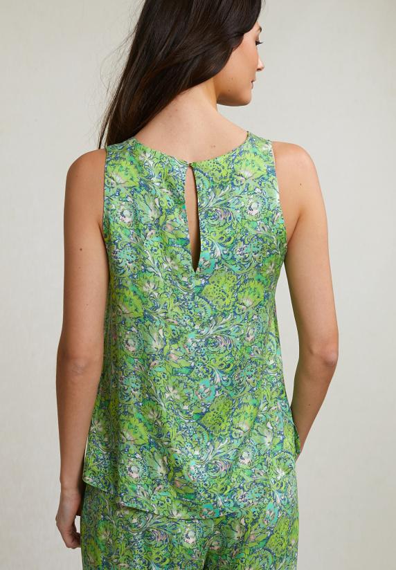 River Woods Groene Mouwloze Viscose Blouse