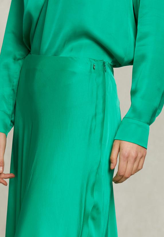 River Woods Groene Satijnen Lange Rok