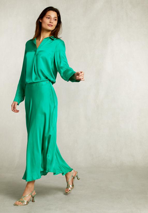 river woods Groene satijnen lange rok