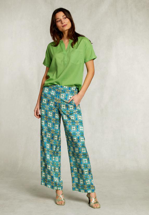 River Woods Groene V-hals Blouse Met Zak