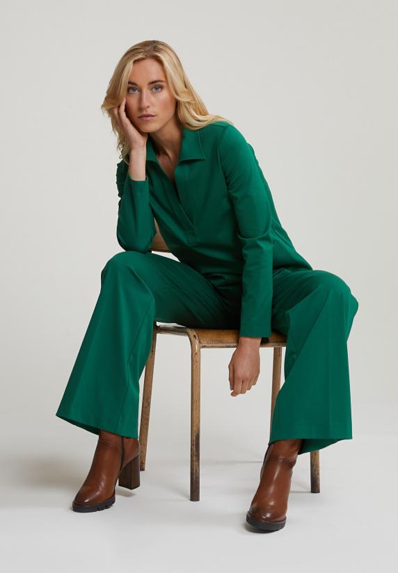 River Woods Groene V-hals Blouse Opgestikte Zakken