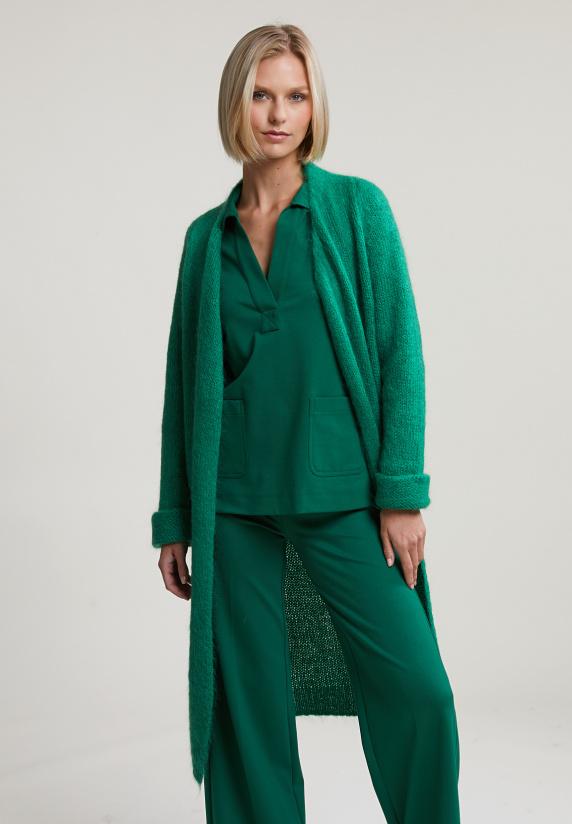 river woods Groene V-hals cardigan lange mouwen