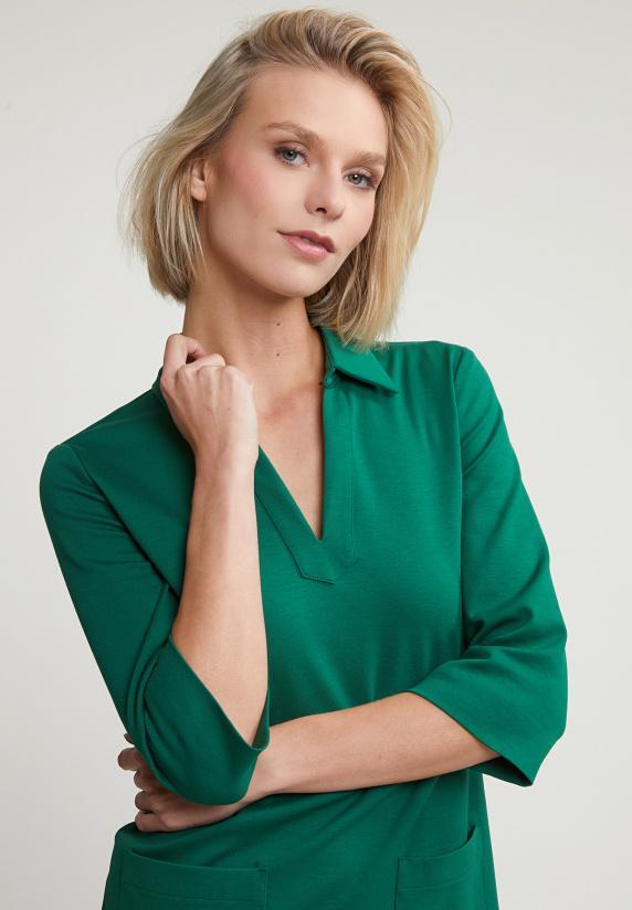 River Woods Groene V-hals Jurk 3/4 Mouwen