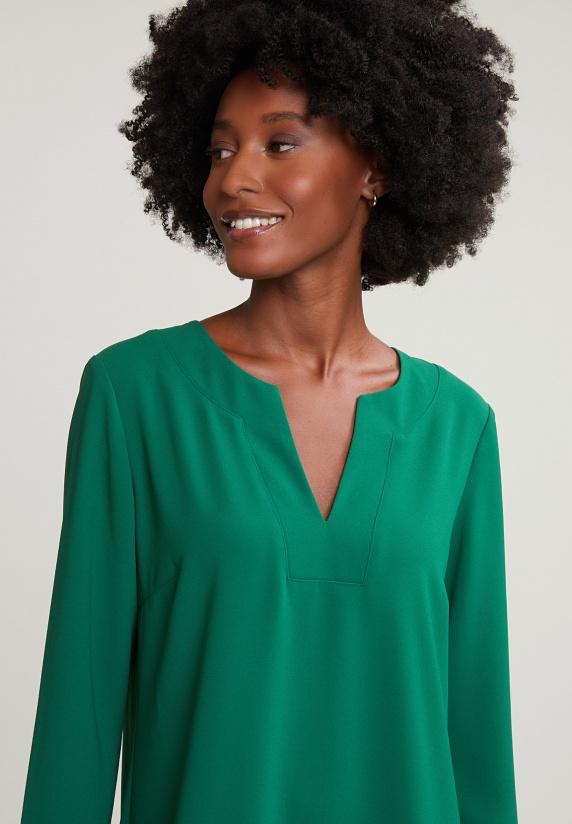 River Woods Groene V-hals Jurk Lange Mouwen