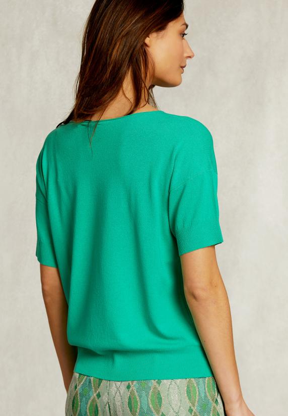 River Woods Groene Viscose Trui Korte Mouwen