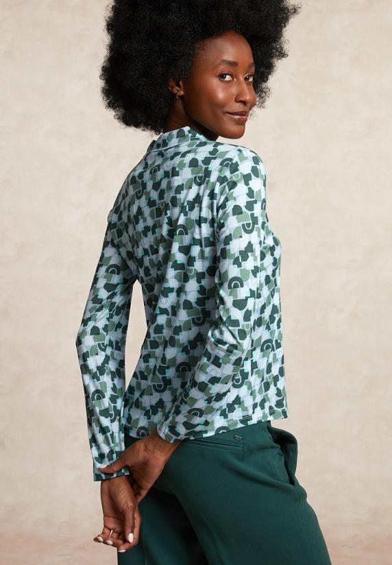 River Woods Jersey Fantasie V-hals Blouse Blauw