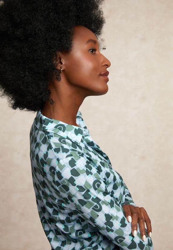 River Woods Jersey Fantasie V-hals Blouse Blauw