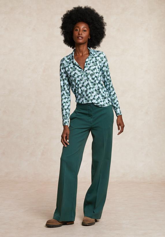 River Woods Jersey Fantasie V-hals Blouse Blauw