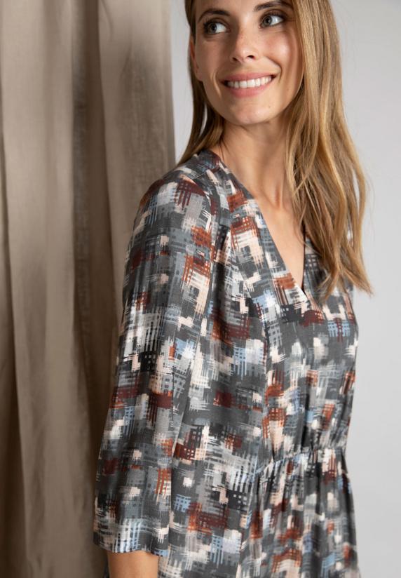 River Woods Jurk In Viscose Met V-hals In Grijs