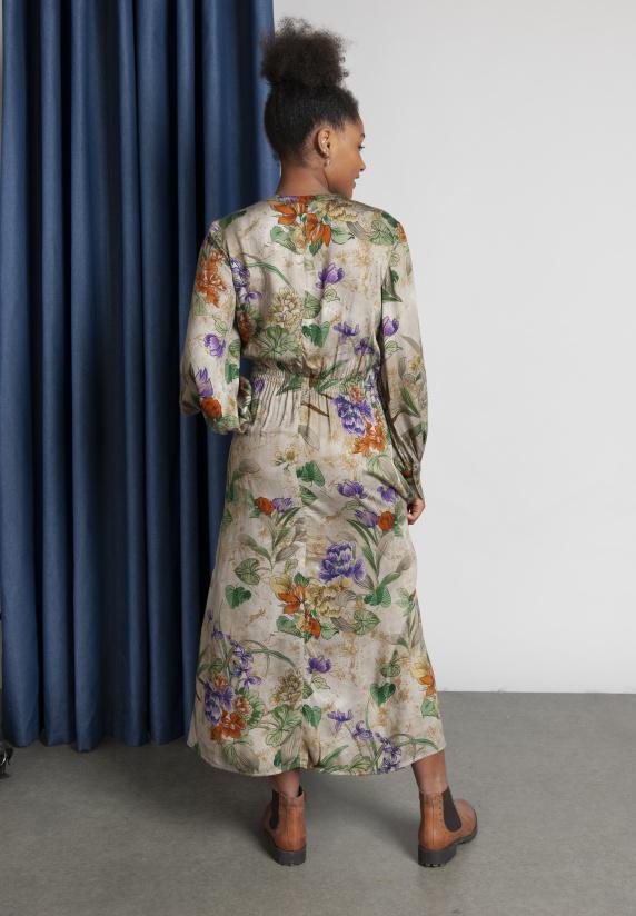 river woods Jurk met ballonmouwen in multi