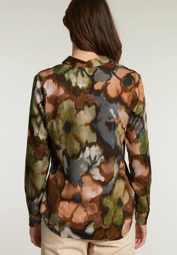 River Woods Kaki/bruine Fantasie Blouse Met Knopen