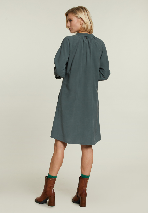 River Woods Kaki Effen Jurk Met Knopen