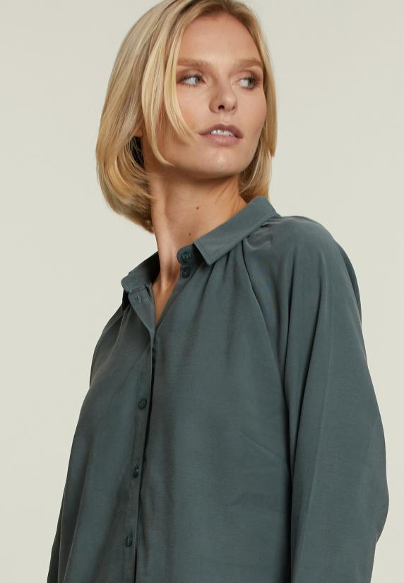 River Woods Kaki Effen Jurk Met Knopen