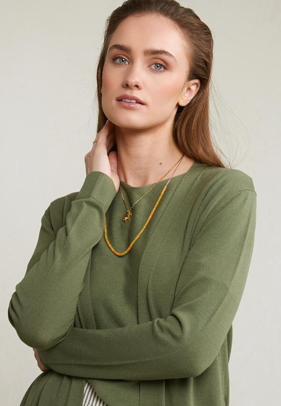 River Woods Kaki Lange Cardigan Lange Mouwen